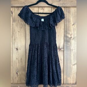 Aqua Lace Off-the-Shoulder Dress